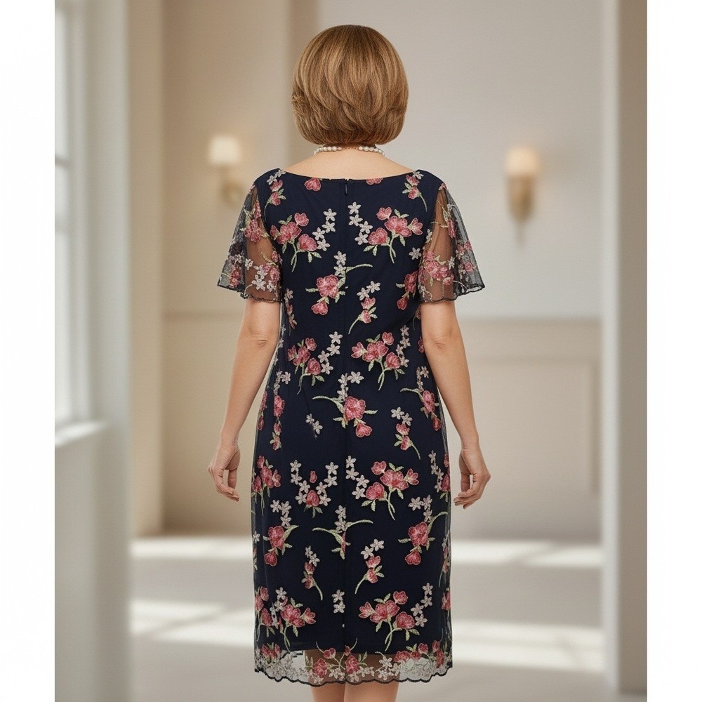Jessica Howard Woman Dress 18W‎ Navy Floral Embroidered Mesh Fairy Whimsy Party